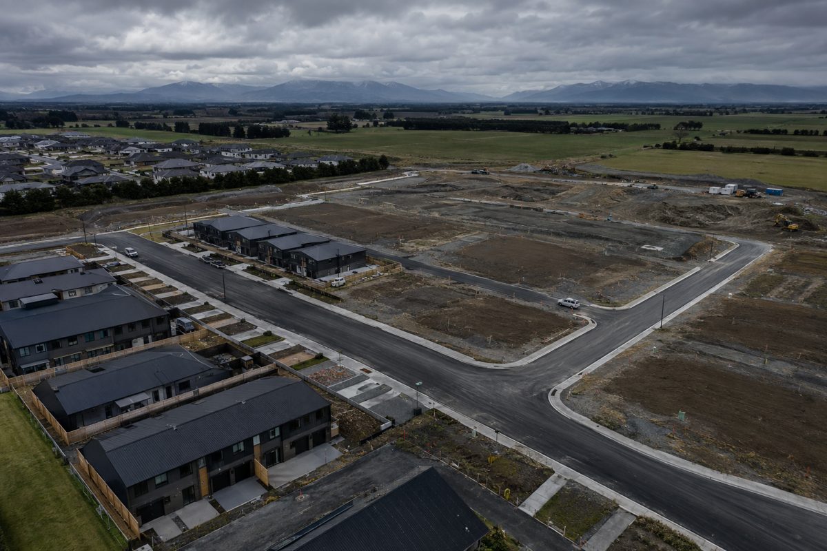 Aerial view of a Canterbury subdivision under development